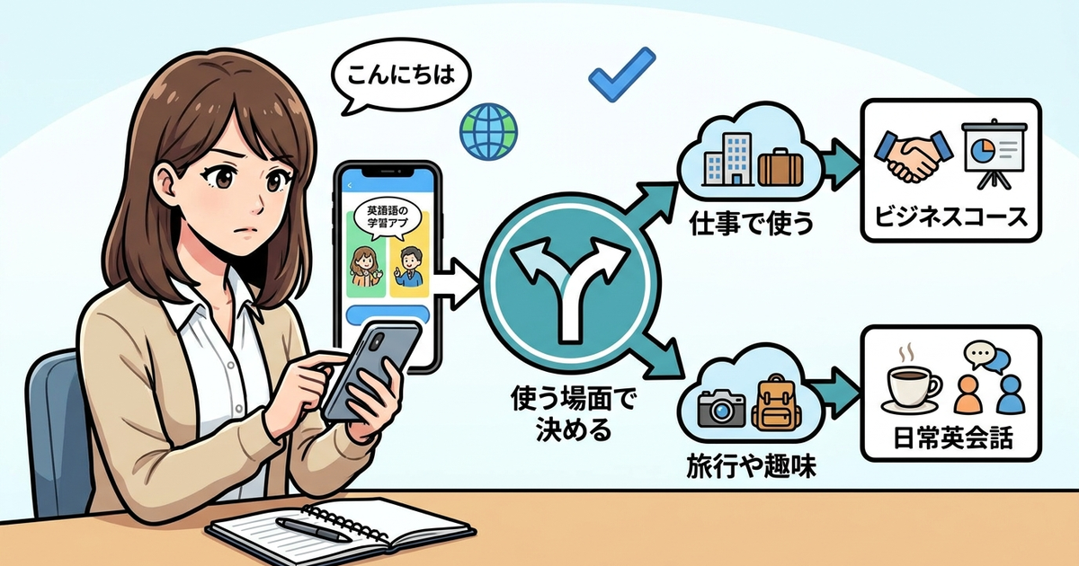 スタディサプリ新日常英会話とビジネス、選択を決める3つの目標設定