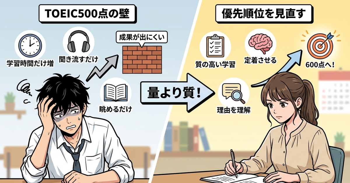 TOEIC500点から抜け出せない人が見落としている学習の優先順位
